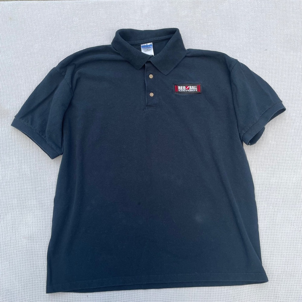 Red Ball Oxygen Gildan Heavyweight Polo Shirt Mens Large
